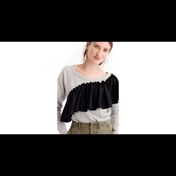 J Crew • Asymmetrical Ruffle Sweatshirt - Picture 2 of 7